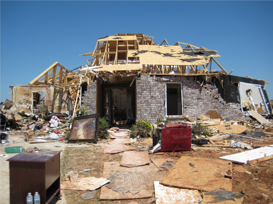 Damage to a home in Phil Campbell, AL