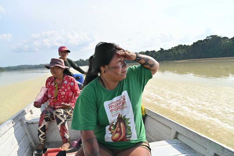 River and forest patrol with Alessandra Korap from the Munduruku tribe looking for illegal gold mining and logging. Illegal mining takes a grave toll on the environment and on the indigenous: the process which separates the gold uses vast quantities of mercury, which is left in the water for the indigenous and the animals.